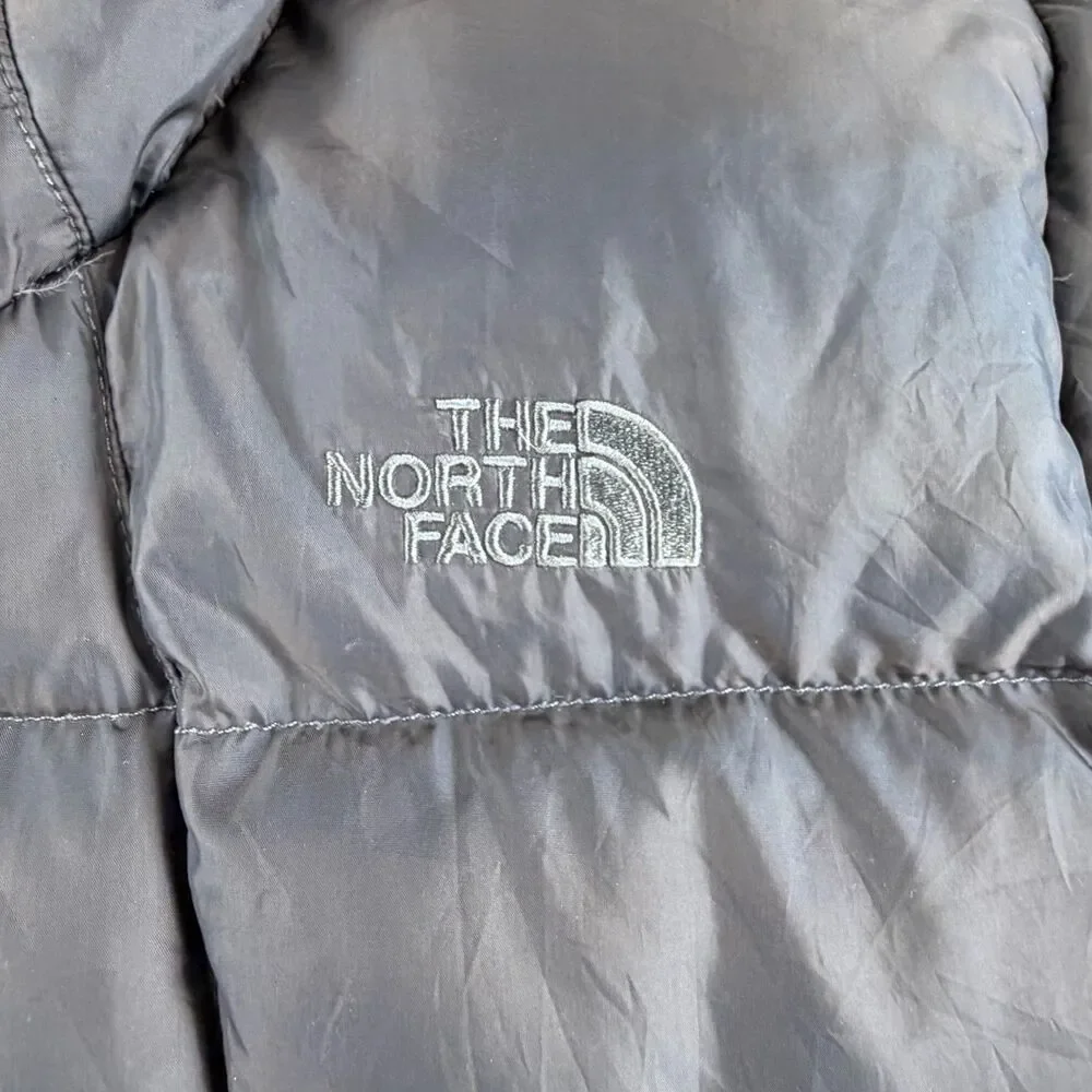 North Face Girls 550 Down Puffer Jacket Hooded Black Size XL 18